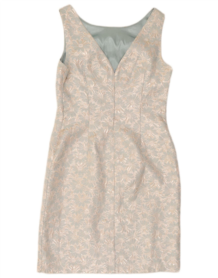 Monsoon Damen Ärmelloses Etuikleid UK 12 Mittelblaues Blumenmuster aus Polyester
