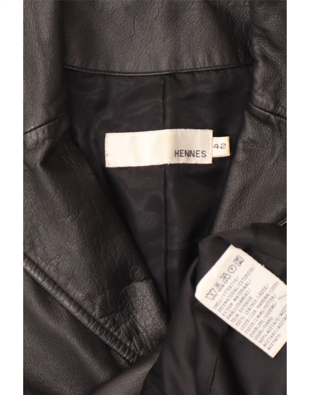 HENNES Damen Ledermantel EU 42 Großes schwarzes Leder