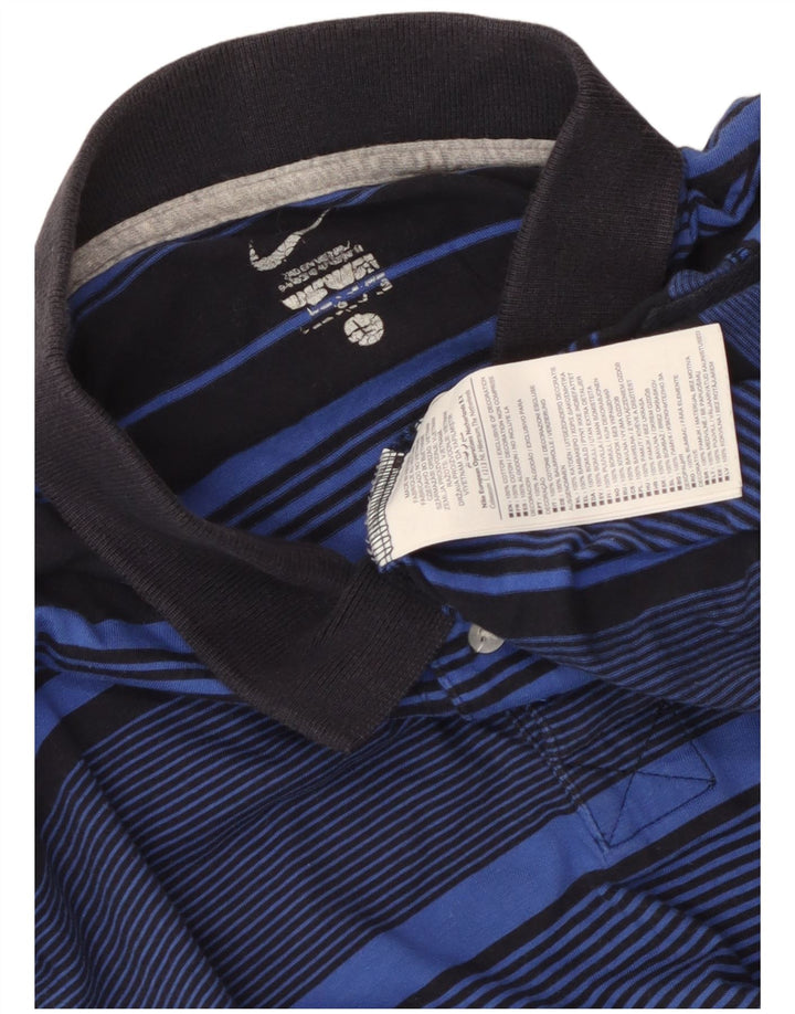 Nike Herren-Poloshirt, groß, blau gestreift, Baumwolle