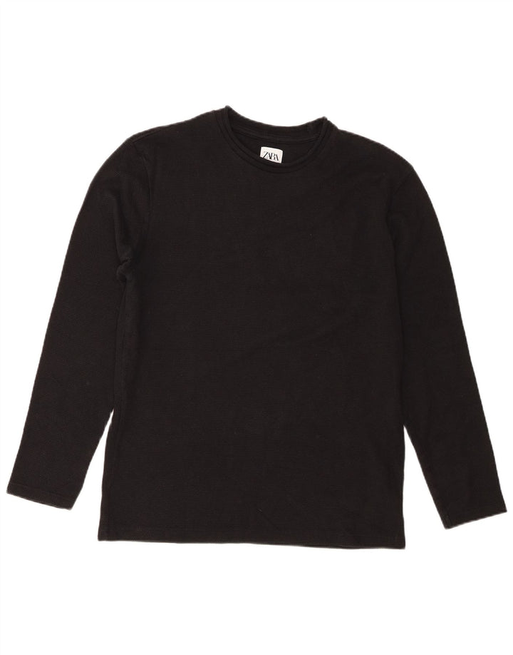 Zara Damen Top Langarm UK 10 Small Schwarz