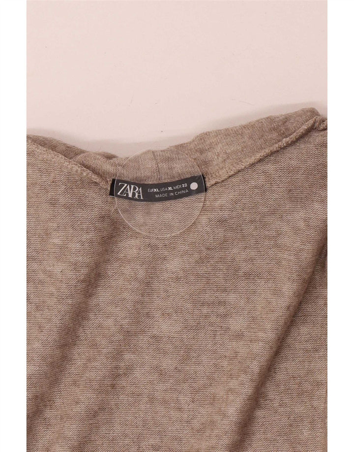Zara Damen Rollkragenblusenoberteil UK 18 XL Braun