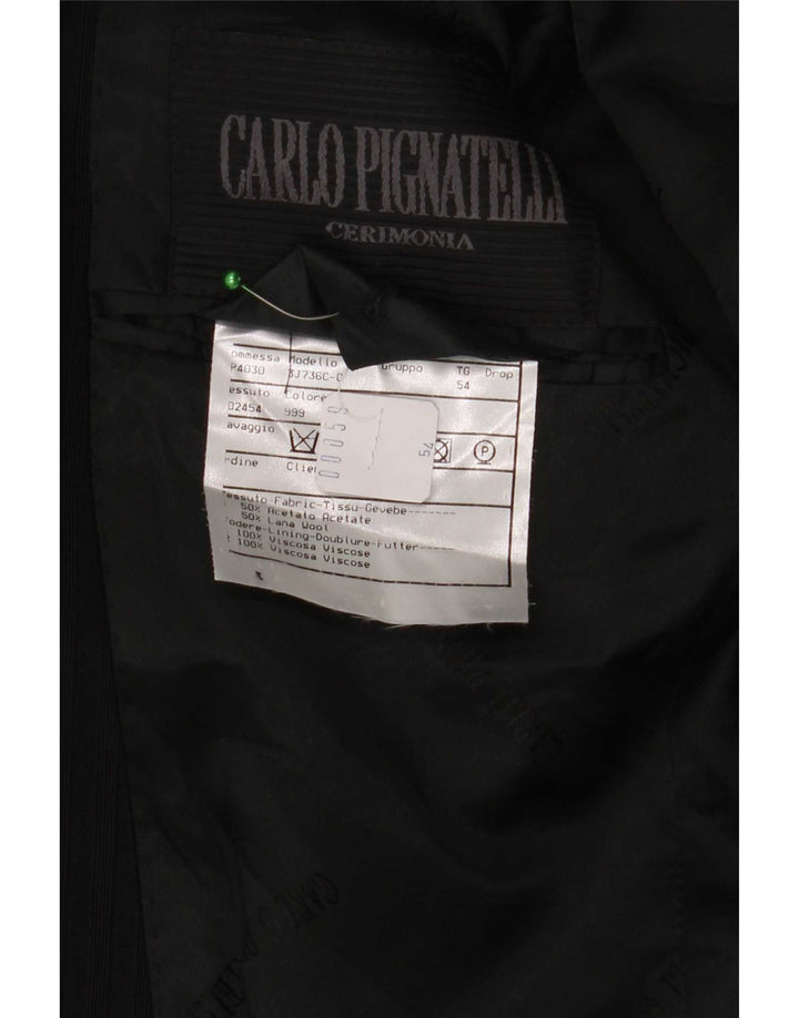 Carlo Pignatelli Herren 2-Knopf-Blazerjacke IT 54 2XL Schwarzer Nadelstreifen