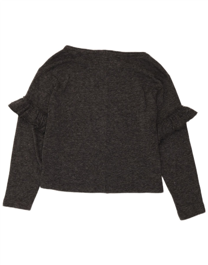 Zara Damen Top Langarm UK 12 Mittelgrau meliert