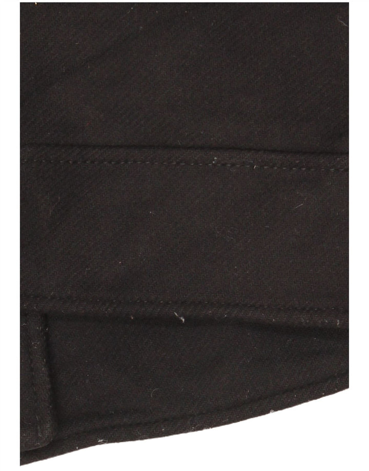 Zara Damen Kurzer Poncho-Mantel UK 6 XS Schwarze Wolle