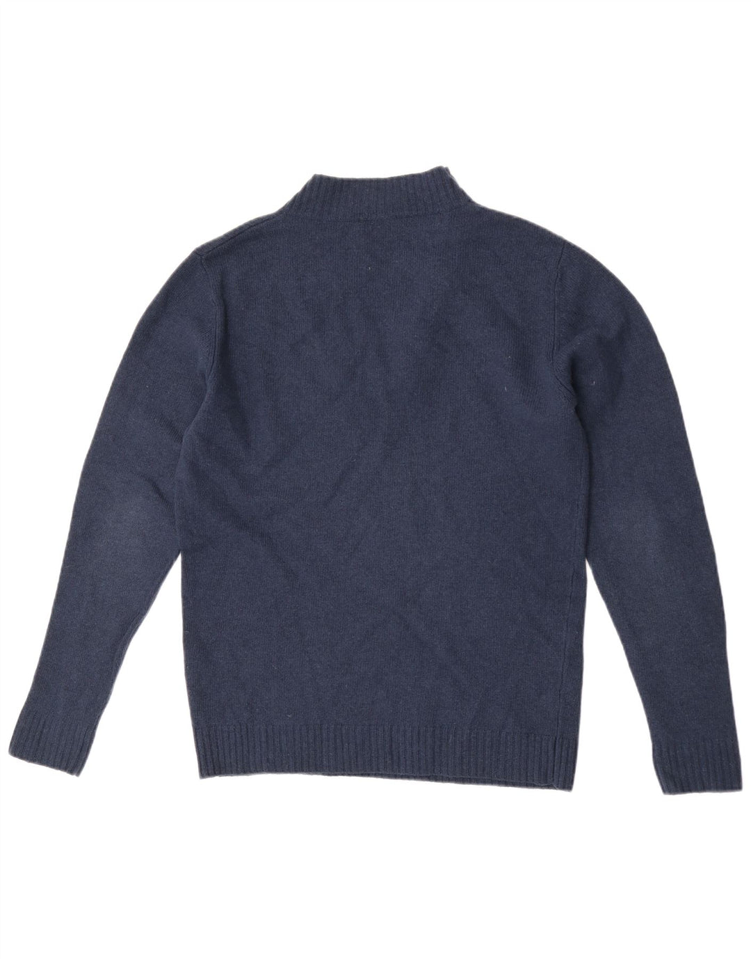 Cos Herren-Pullover mit Knopfkragen, mittlere marineblaue Wolle