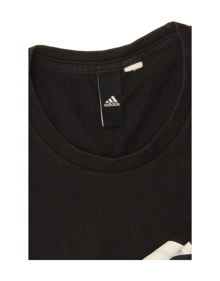 ADIDAS Mens Graphic T-Shirt Top Medium Black Vintage Adidas and Second-Hand Adidas from Messina Hembry 