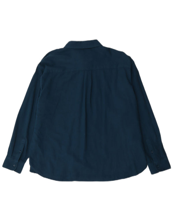 Crew Clothing Damen-Hemd mit entspannter Passform, UK 16, Größe L, Blau, Baumwolle