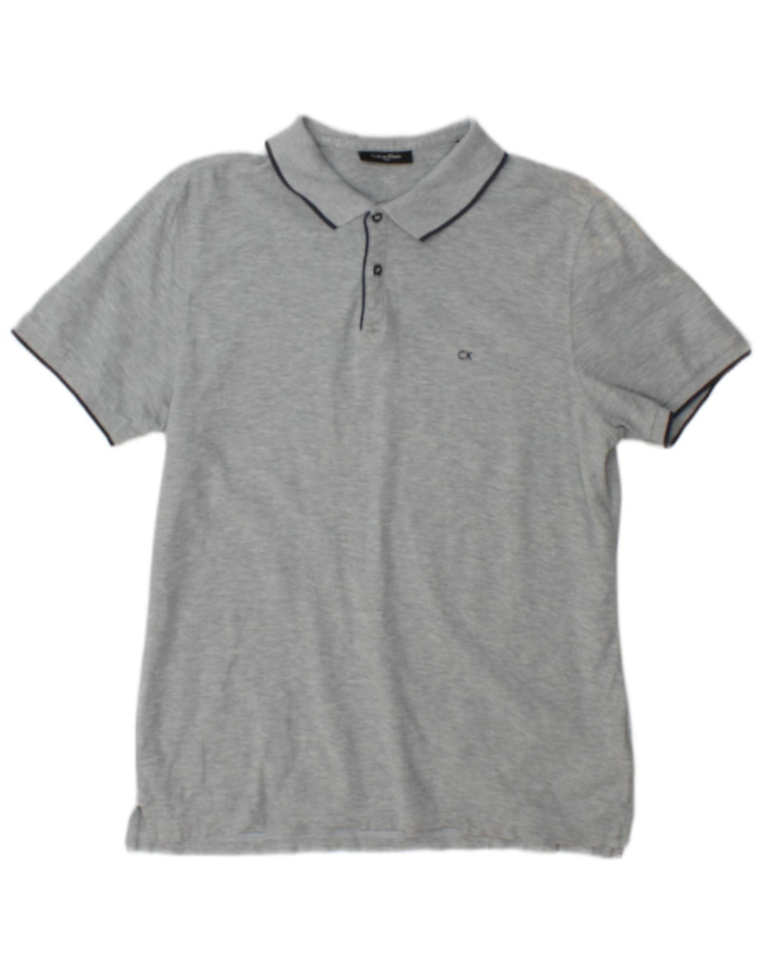 Calvin Klein Herren-Poloshirt, klein, grau gefleckte Baumwolle