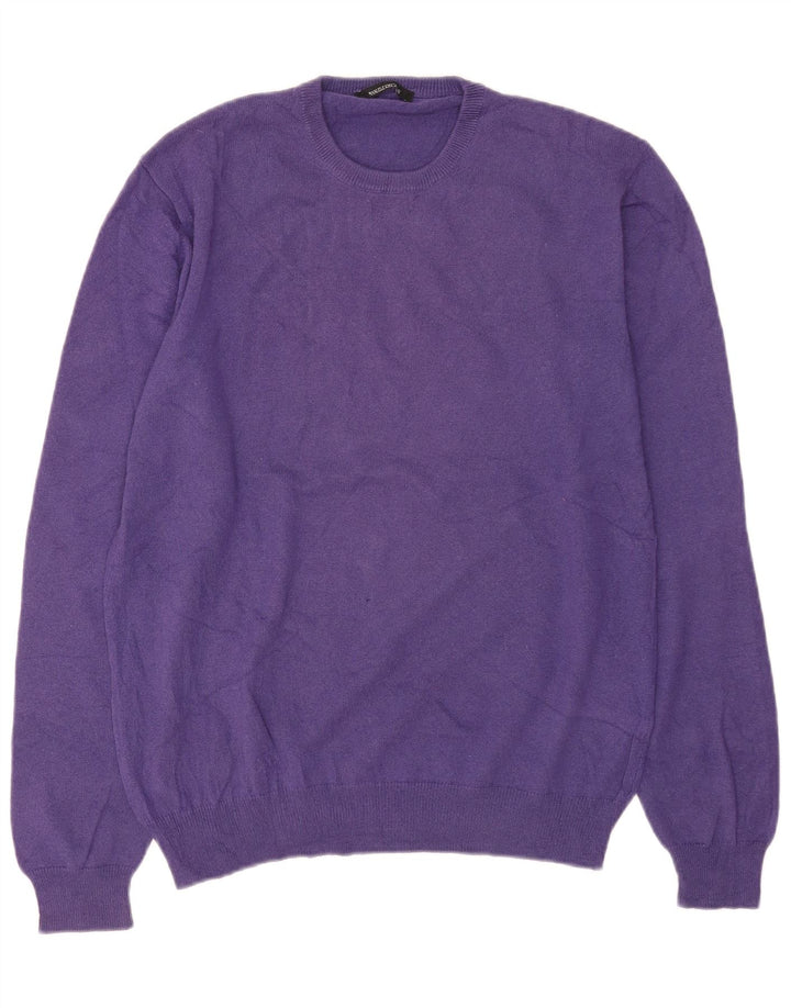 Vintage Herren Pullover mit Rundhalsausschnitt Mittellila Kaschmir