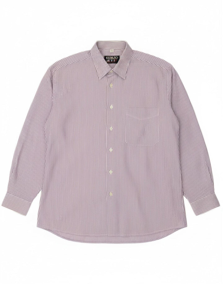 RENZO Mens Shirt Size 42 Large Purple Striped