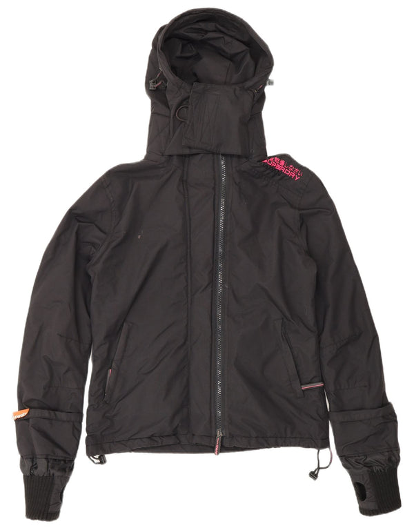 SUPERDRY Damen-Windbreakerjacke mit lockerer Passform und Kapuze, Gr. 10, Schwarz