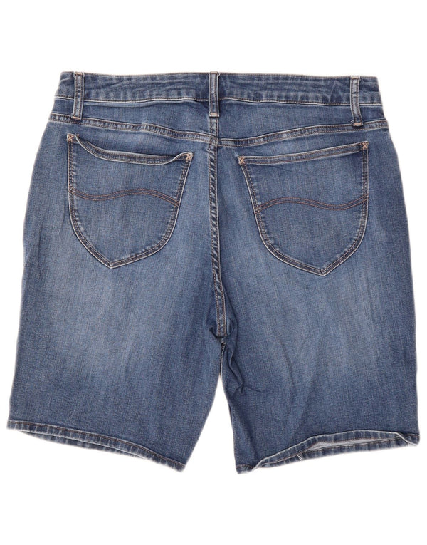LEE Damen Riders Mid Rise Bermuda Denim Shorts W32 Mittelblau