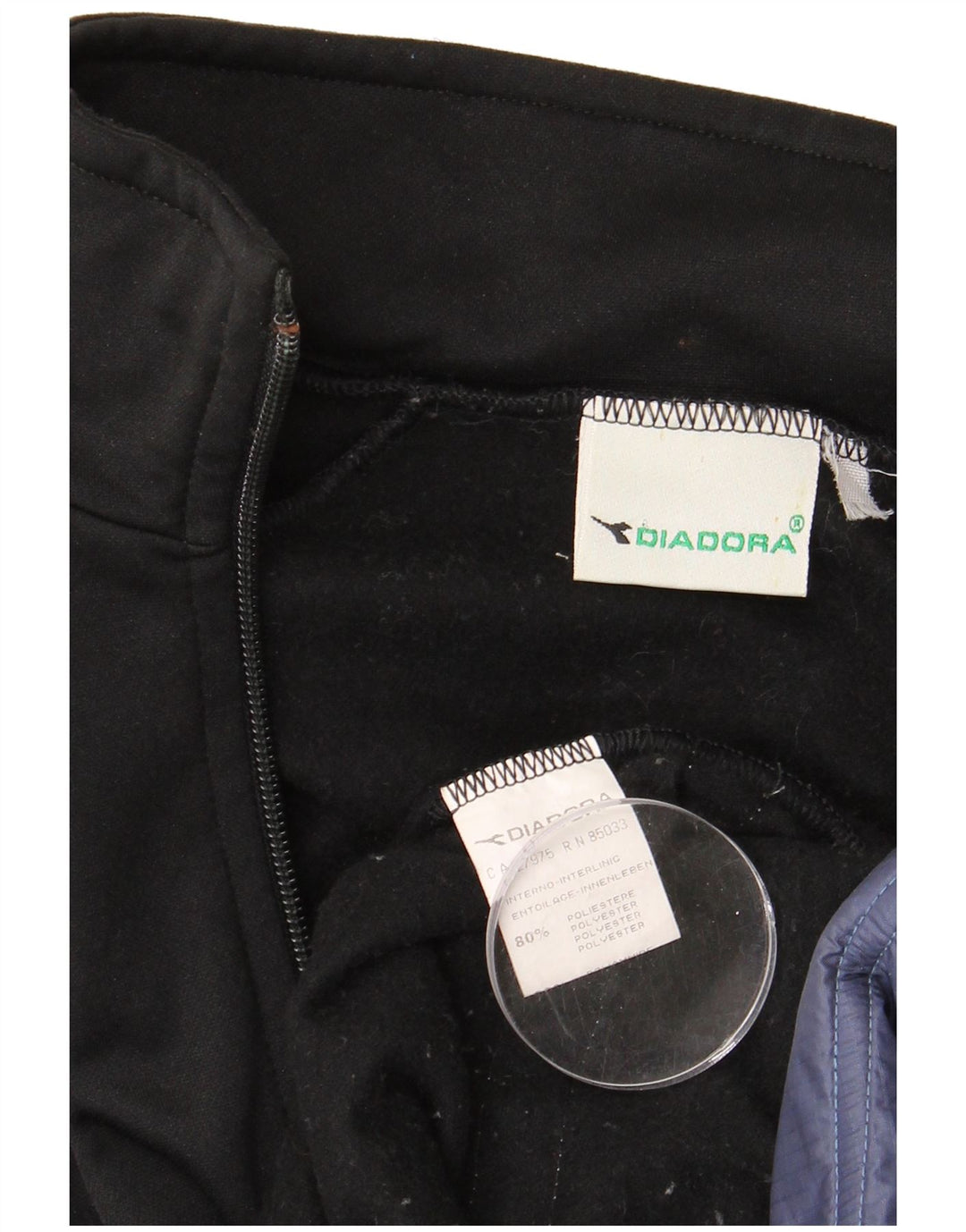 DIADORA Herren-Trainingsanzug-Oberteil, Mittelschwarzes Farbblock-Polyester