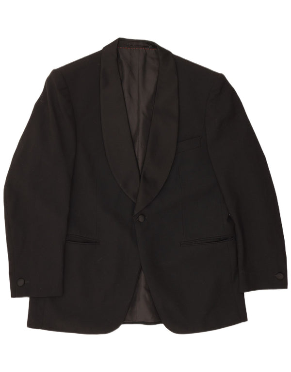 Wilvorst Herren-Blazer mit 1 Knopf, UK 40, Größe L, Schwarz, Schurwolle