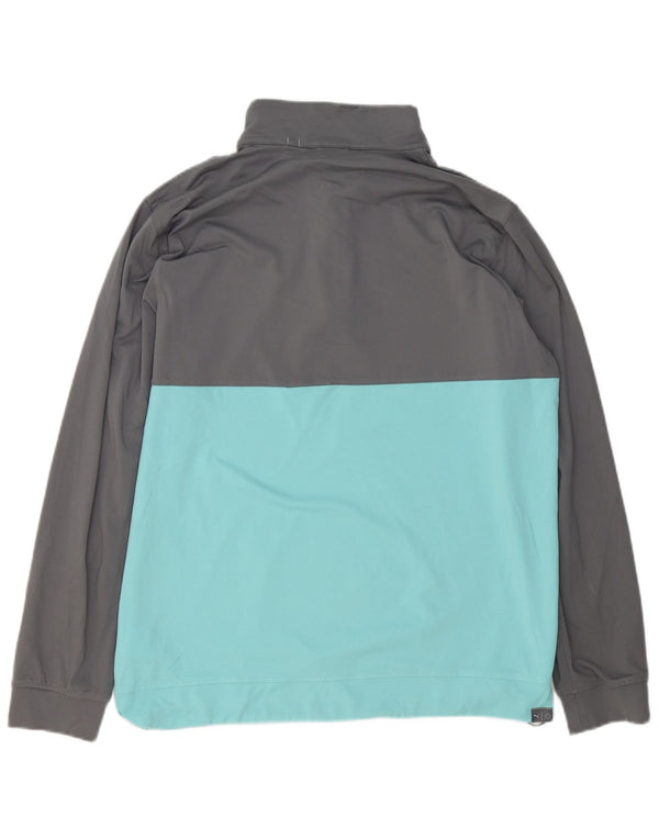 Puma Herren-Pullover-Trainingsanzugoberteil mit Reißverschluss am Hals, großes graues Farbblock-Polyester