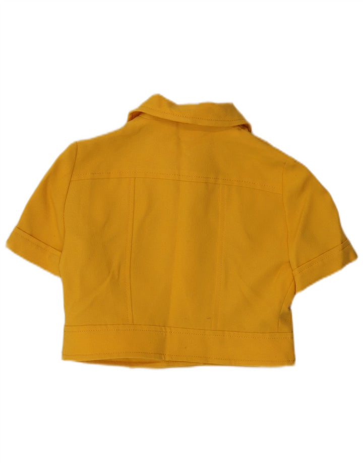 VINTAGE Damen Kurzärmelige 4-Knopf-Blazerjacke UK 14 Mittelgelb