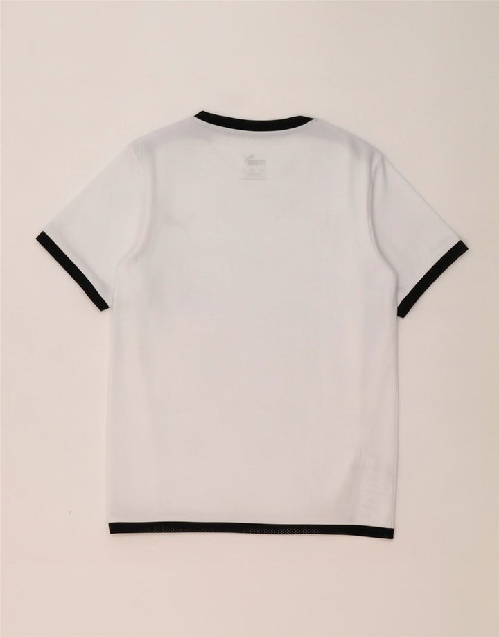 Puma T-Shirt für Jungen, 7–8 Jahre, weißes Colourblock-Polyester