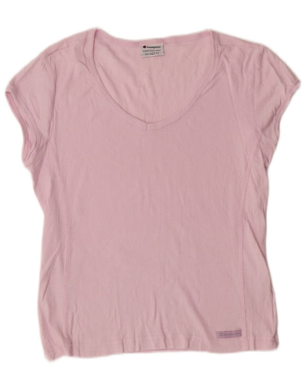 CHAMPION Damen T-Shirt Top UK 14 Large Rosa Baumwolle