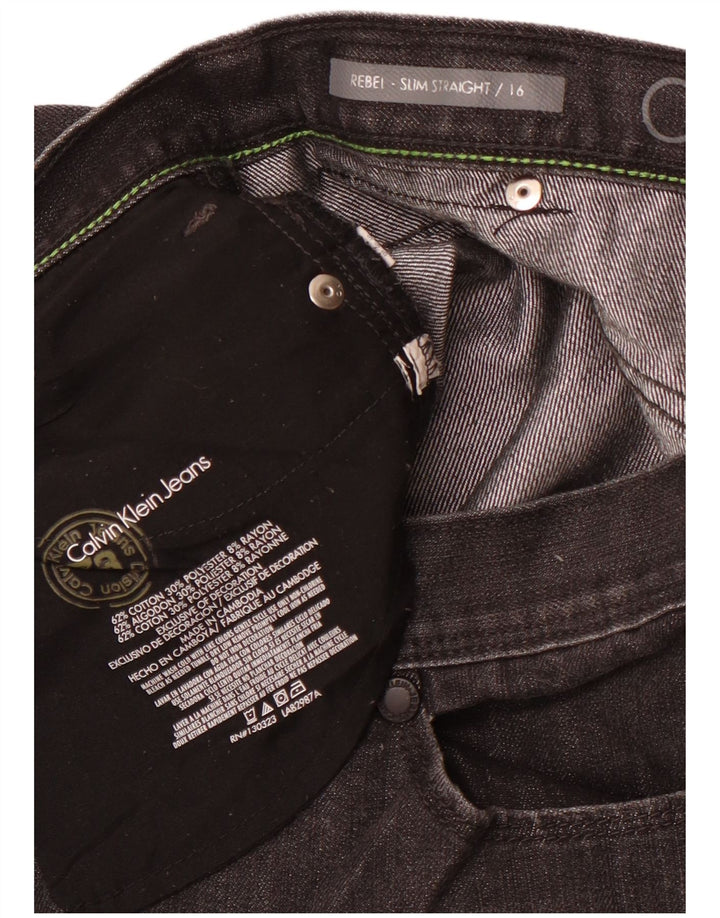 CALVIN KLEIN Mädchen Rebel Straight Jeans 15-16 Jahre W30 L29 Schwarz Klassisch