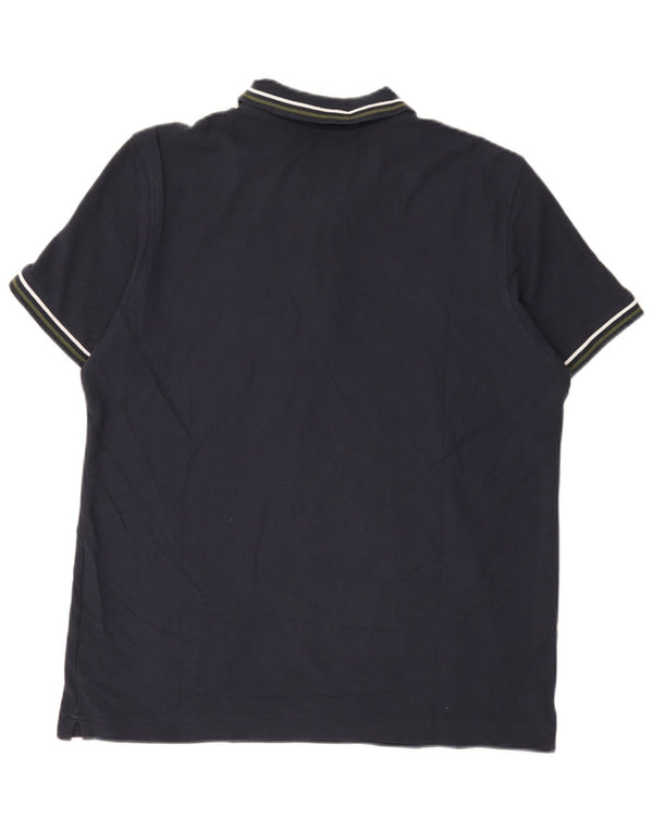 Lotto Herren-Poloshirt aus mittelblauer, gestreifter Baumwolle