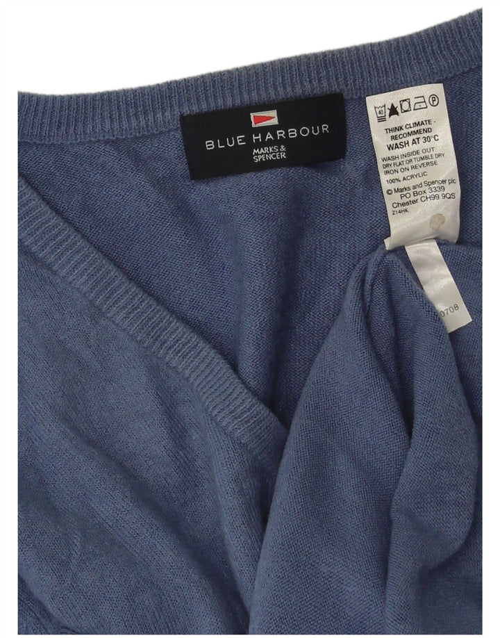 Marks & Spencer Herren Blue Harbour Pullover mit V-Ausschnitt, Größe L, Marineblau