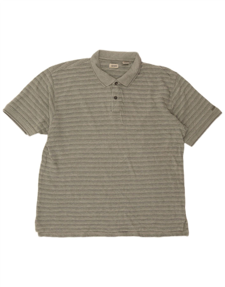 Izod Herren-Poloshirt XL, grün gestreift, Baumwolle