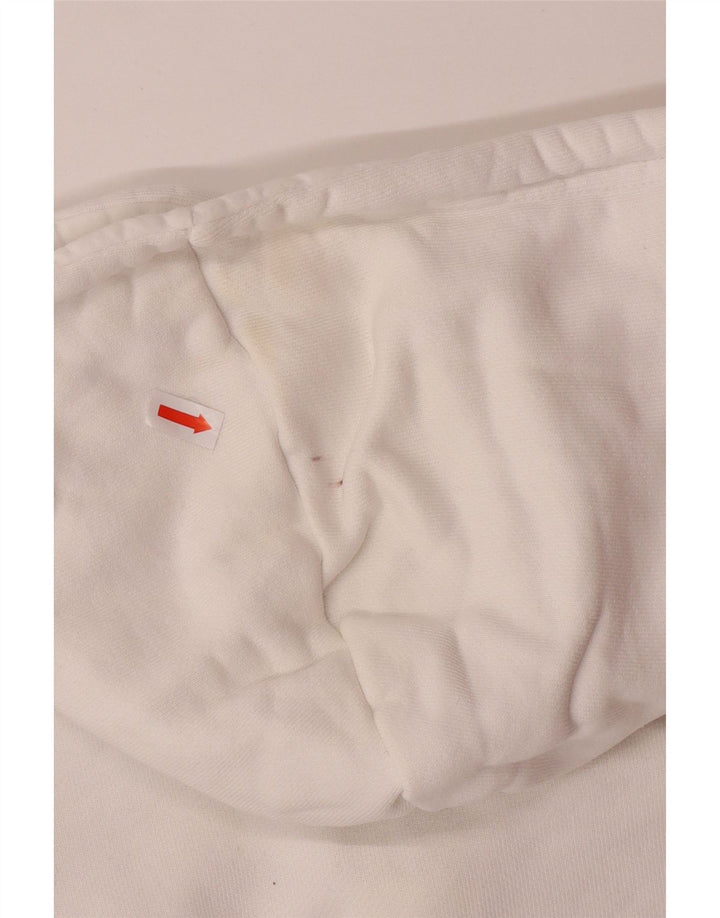 ADIDAS Damen Crop Graphic Hoodie Pullover UK 8 Small Weiße Baumwolle