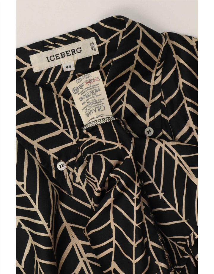 Iceberg Damen Hemdbluse IT 44 Mittelschwarze geometrische Seide