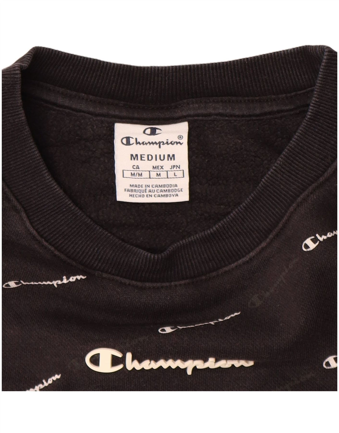 CHAMPION Damen Grafik-Sweatshirt-Pullover UK 14 Medium Schwarz
