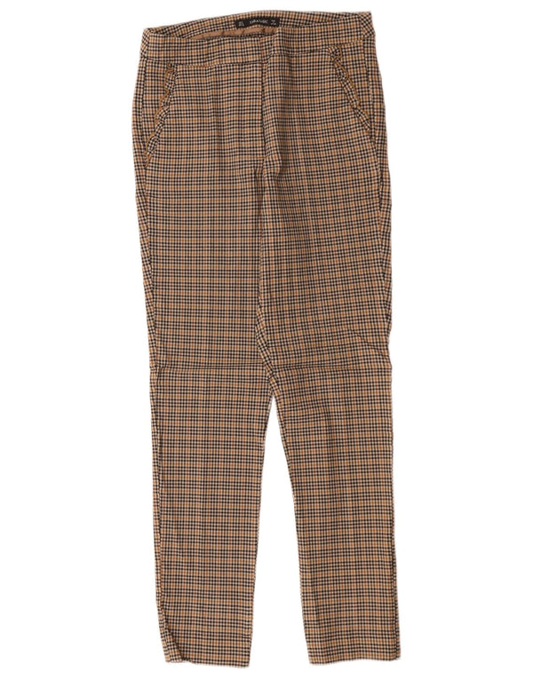 Zara Slim Chino-Hose für Damen, Größe S, W26, L27, braun, Gingham-Viskose