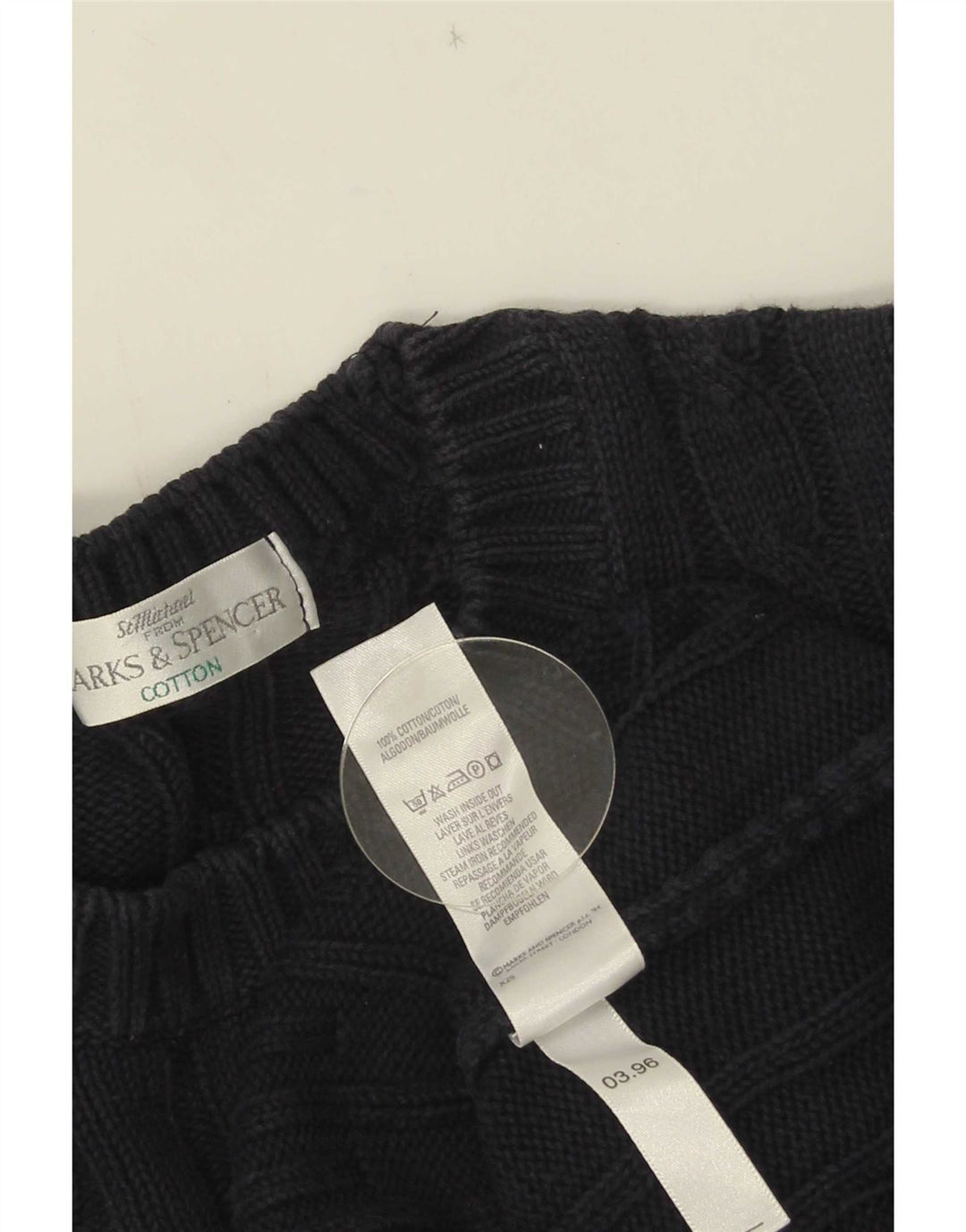 Marks & Spencer Herren-Pullover mit Rundhalsausschnitt, mittelmarineblaue Baumwolle