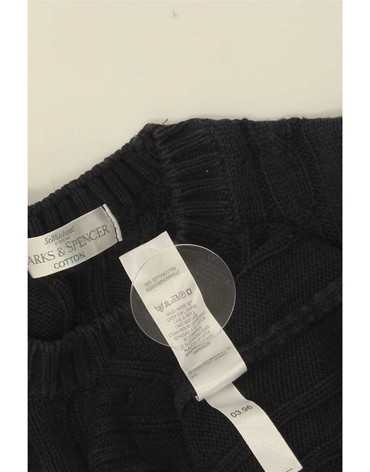 Marks & Spencer Herren-Pullover mit Rundhalsausschnitt, mittelmarineblaue Baumwolle