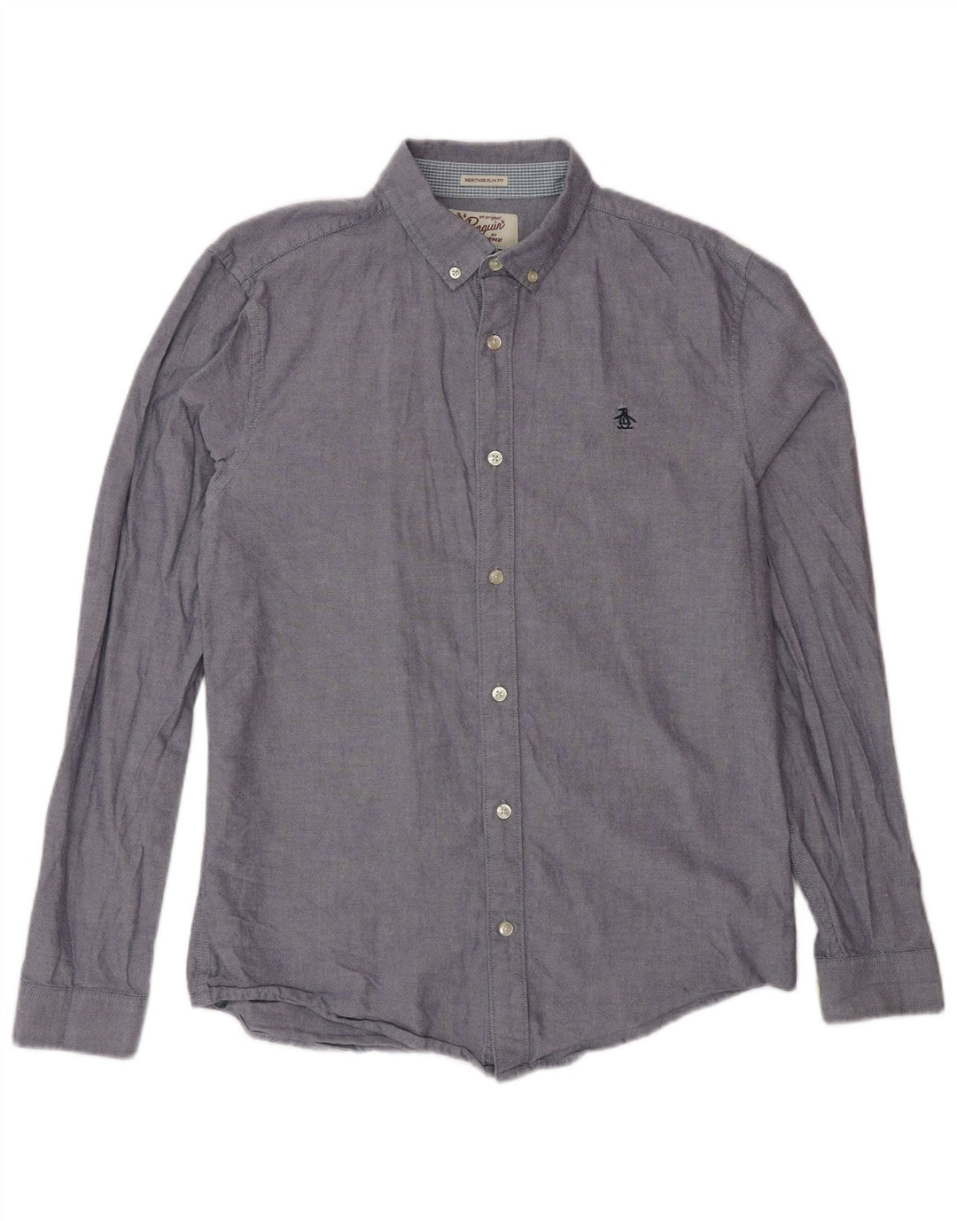 Penguin Herren Heritage Slim Fit Hemd aus mittelblauer Baumwolle