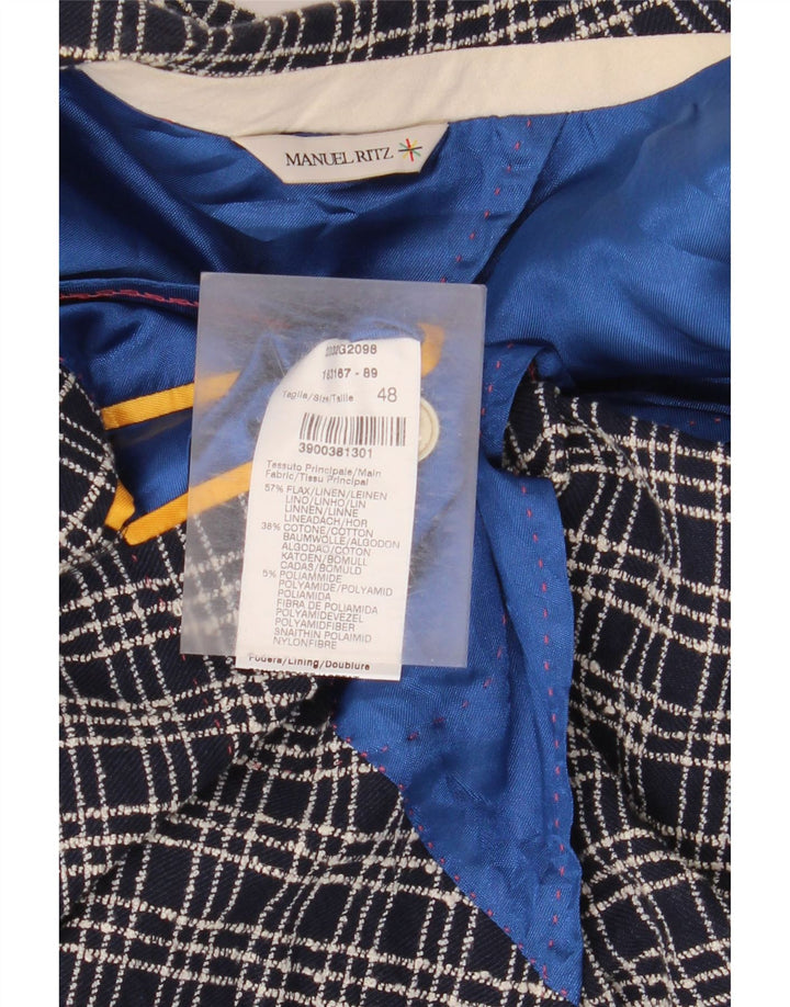 Manuel Ritz Herren-Blazer, zweireihig, Größe IT 48, mittelblau, kariert