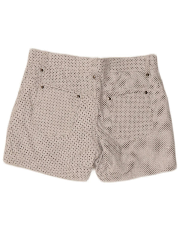 Vintage Damen Leder-Freizeitshorts W33 Mittelweißes geflecktes Leder