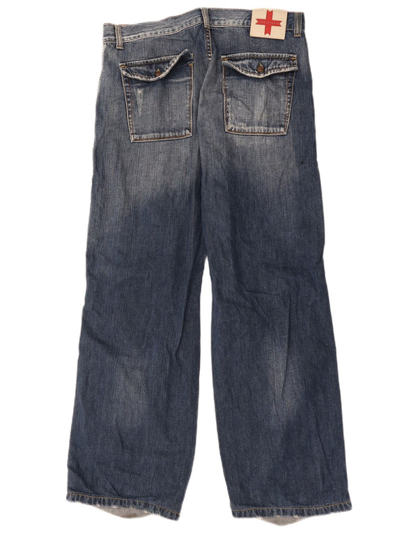 Zu Elements Herren Cargo Loose Jeans W33 L31 Marineblau Colourblock Baumwolle