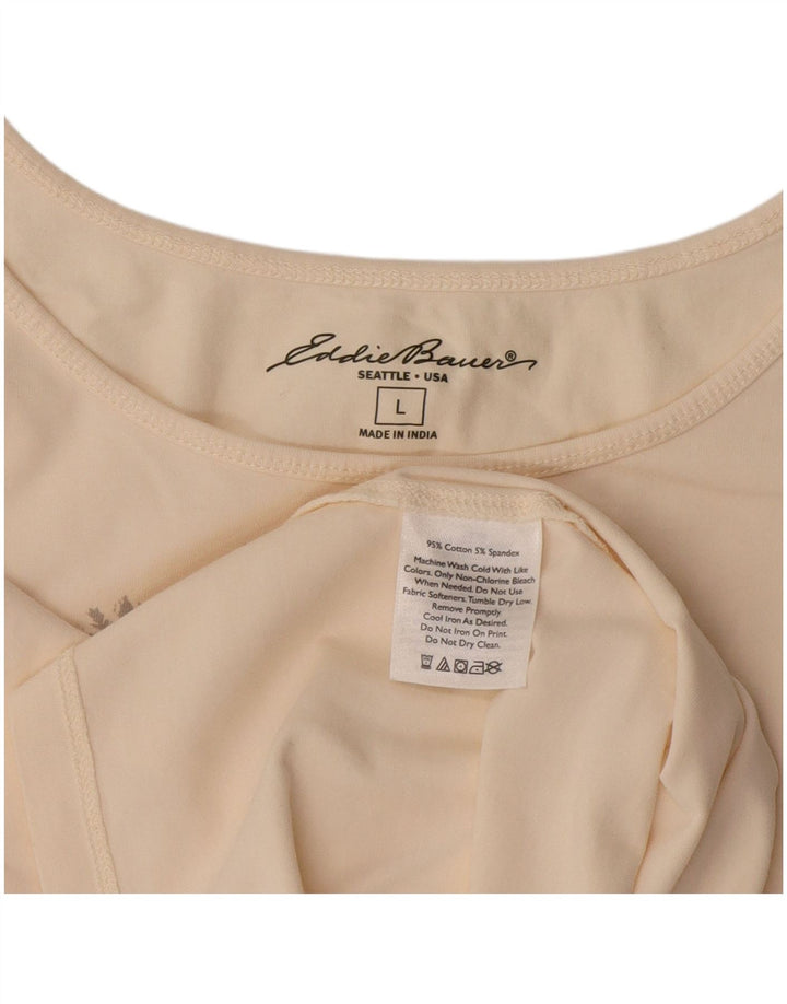 EDDIE BAUER Damen Grafik-Weste-Top UK 14 Large Off White Cotton