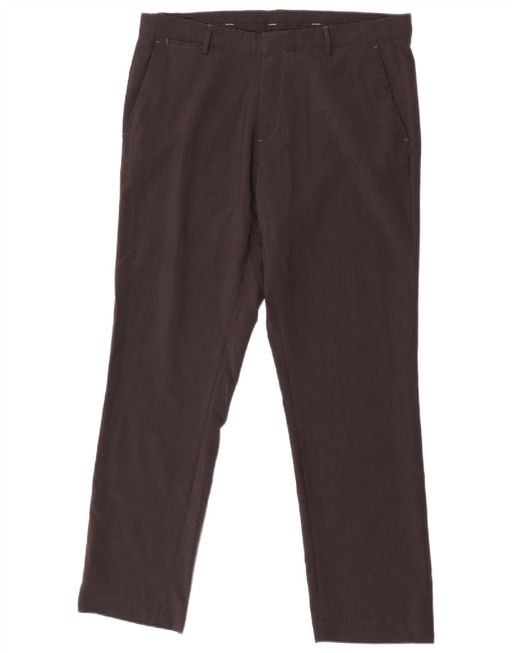 Calvin Klein Herren-Anzughose, gerade, W35, L30, braun, Polyester