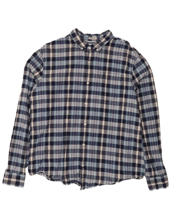 Penguin Herren Heritage Slim Fit Hemd 2XL Blau kariertes Leinen