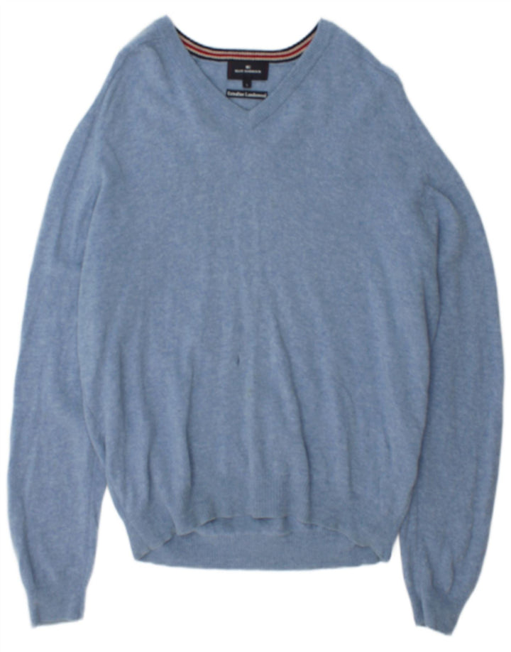 Marks & Spencer Herren Blue Harbour Pullover mit V-Ausschnitt, Größe L, Blau meliert