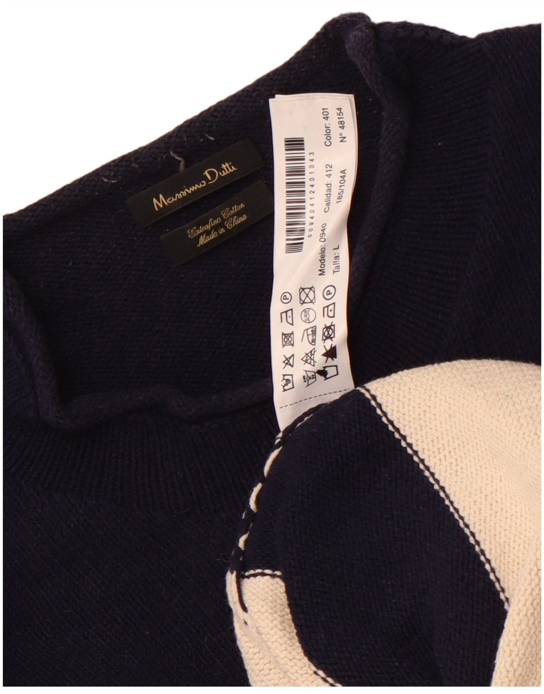 Massimo Dutti Herren-Pullover mit Rollkragen, groß, marineblau, Baumwolle