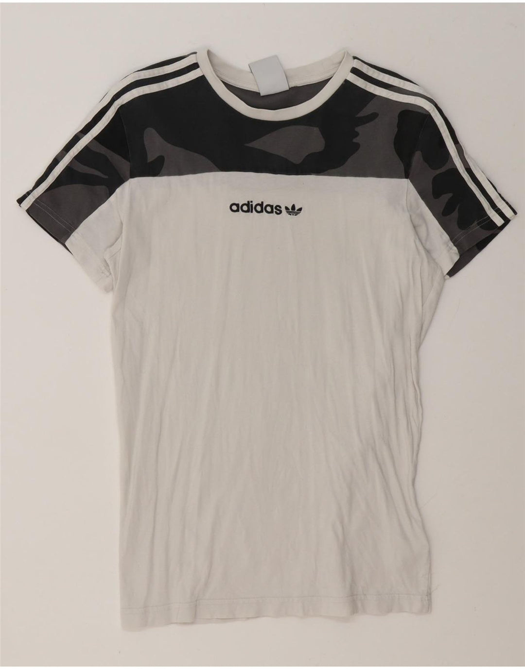 Adidas Herren T-Shirt Top Small Weiß Camouflage Baumwolle