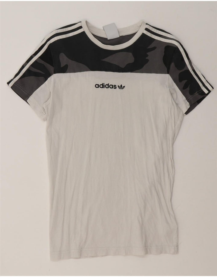 Adidas Herren T-Shirt Top Small Weiß Camouflage Baumwolle
