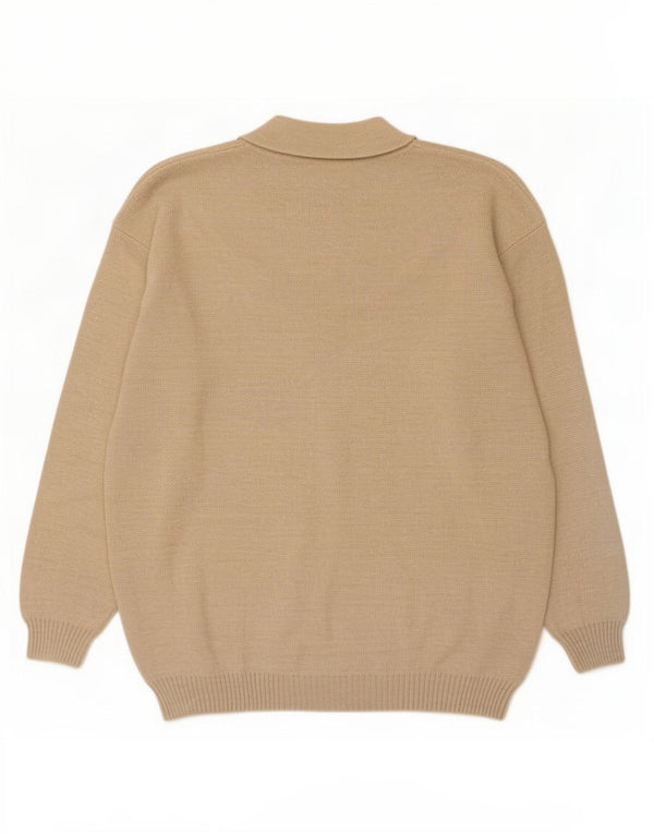Vintage Herren Pullover mit Rundhalsausschnitt IT 54 XL Beige Geometrisch
