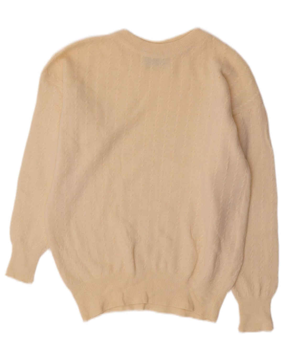 BENETTON Womens Crop Crew Neck Pullover Pullover UK 12 Medium Off White