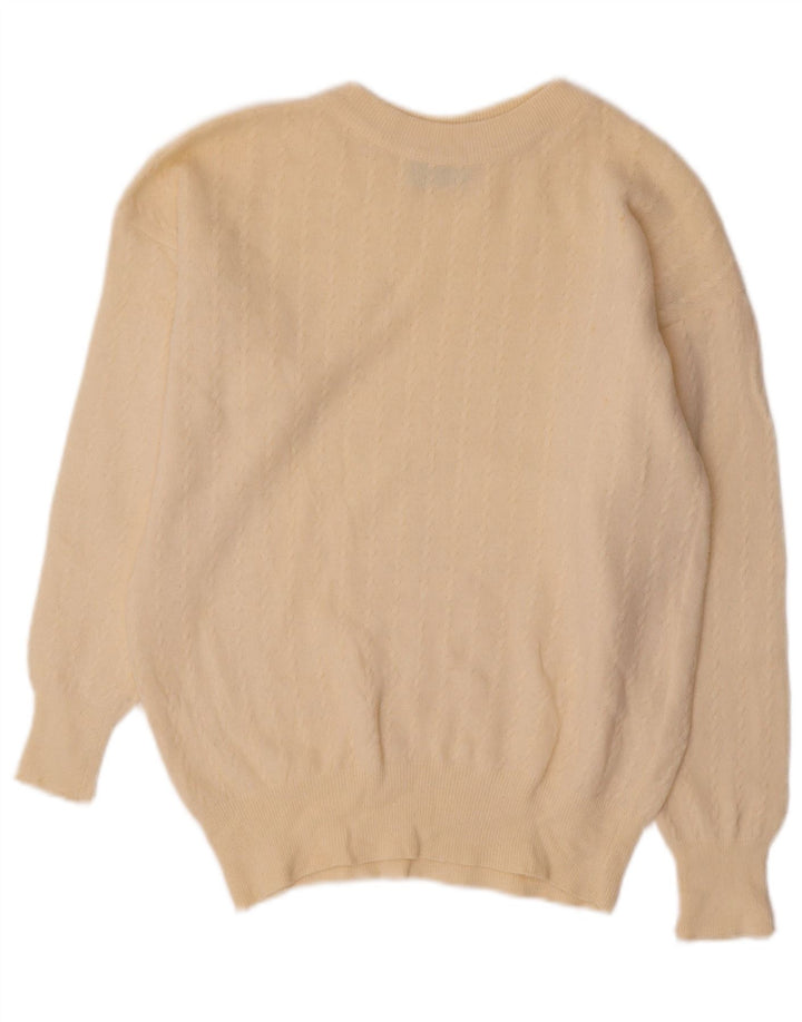 BENETTON Womens Crop Crew Neck Pullover Pullover UK 12 Medium Off White
