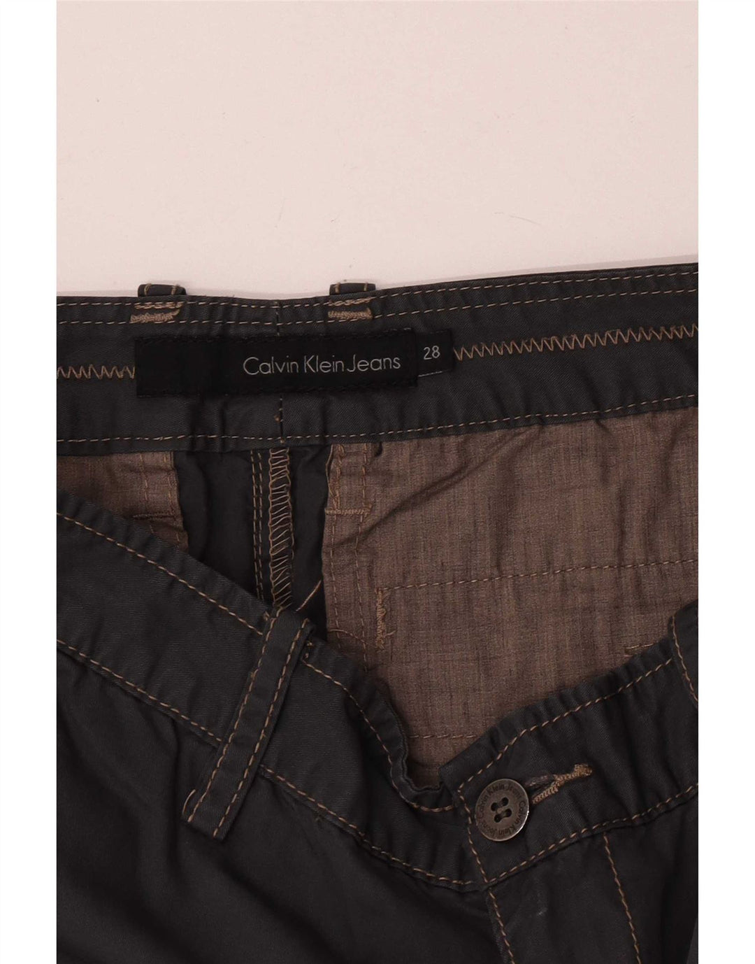 Calvin Klein Damen Gerade Chinohose W28 L29 Grau