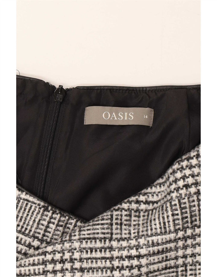 Oasis Damen Minirock UK 14 Large W32 Grauer Hahnentritt