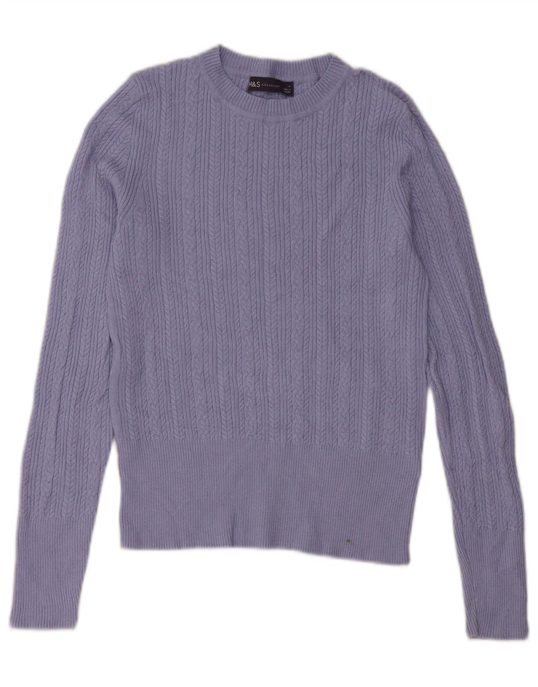 Marks & Spencer Damen-Pullover mit Rundhalsausschnitt, Gr. 8, Blau, Viskose