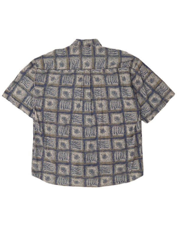 HAPPY LIFE Herren-Kurzarmhemd, Größe 43/44, XL, blau, geometrisch